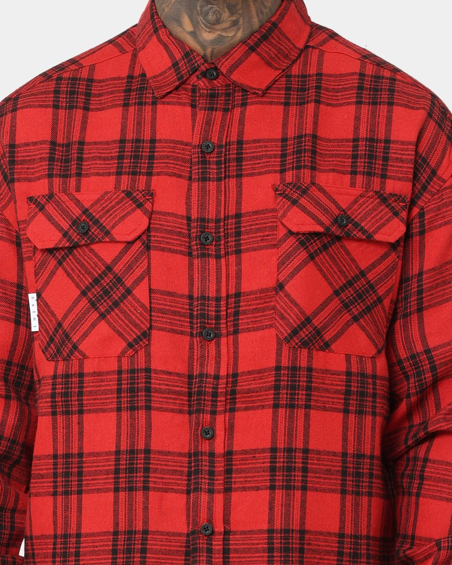 Saint Morta Flow Long Sleeve Flannel Shirt Red/Black sold by Culture Kings product image thumbnail 3