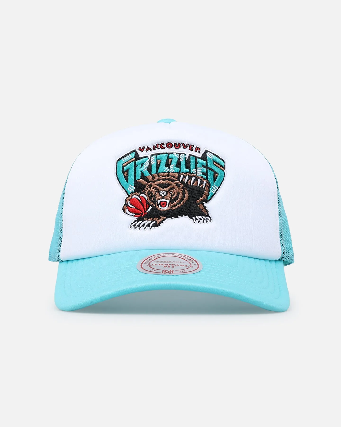 Mitchell & Ness Vancouver Grizzlies Team Foam Trucker Snapback Aqua/White sold by Culture Kings