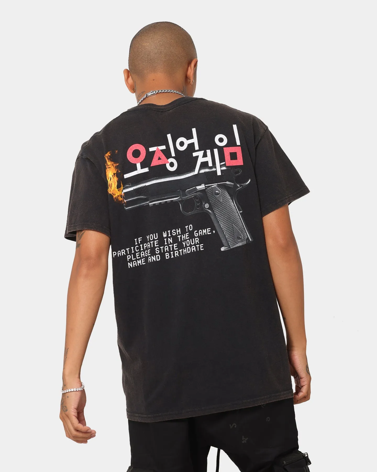 Goat Crew X Squid Game Gun Vintage T-Shirt Black Wash sold by Culture Kings