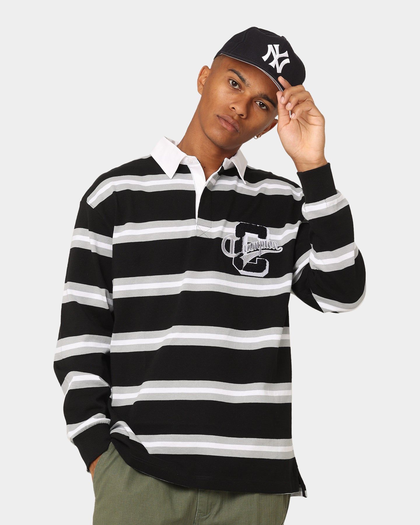 Champion Heritage Collegiate Rugby Polo Shirt Black/White sold by Culture Kings product image thumbnail 2