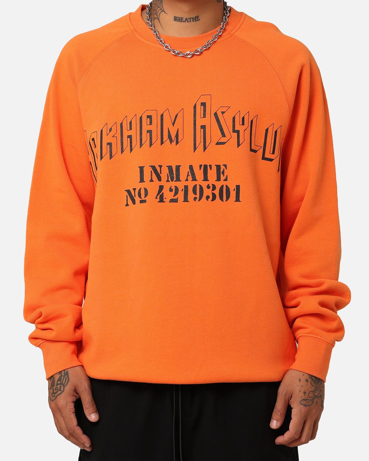 American Thrift X DC Batman Arkham Asylum Crewneck Neon Orange sold by Culture Kings product image thumbnail 4