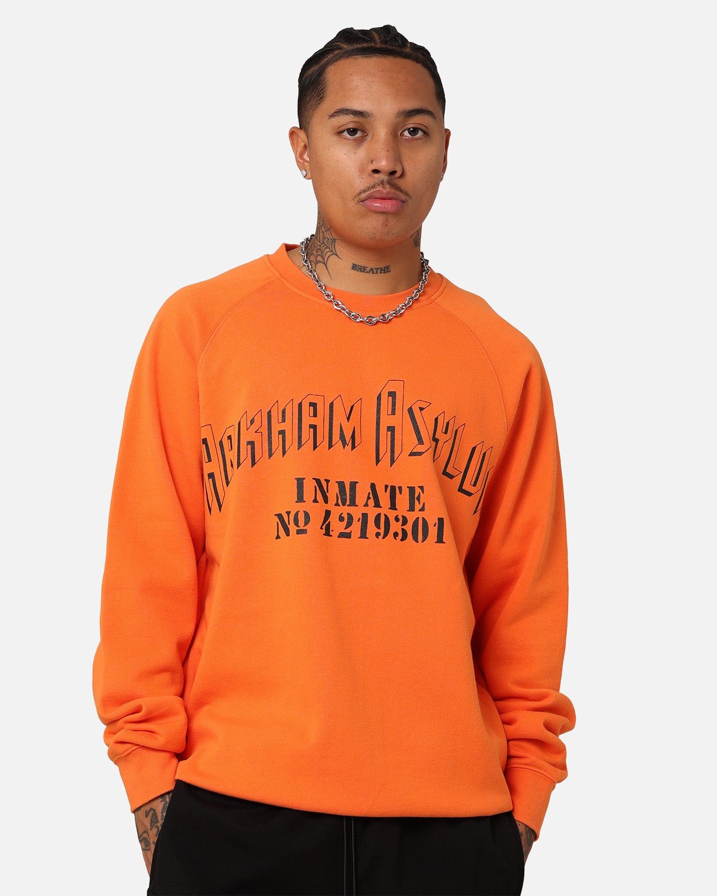 American Thrift X DC Batman Arkham Asylum Crewneck Neon Orange sold by Culture Kings
