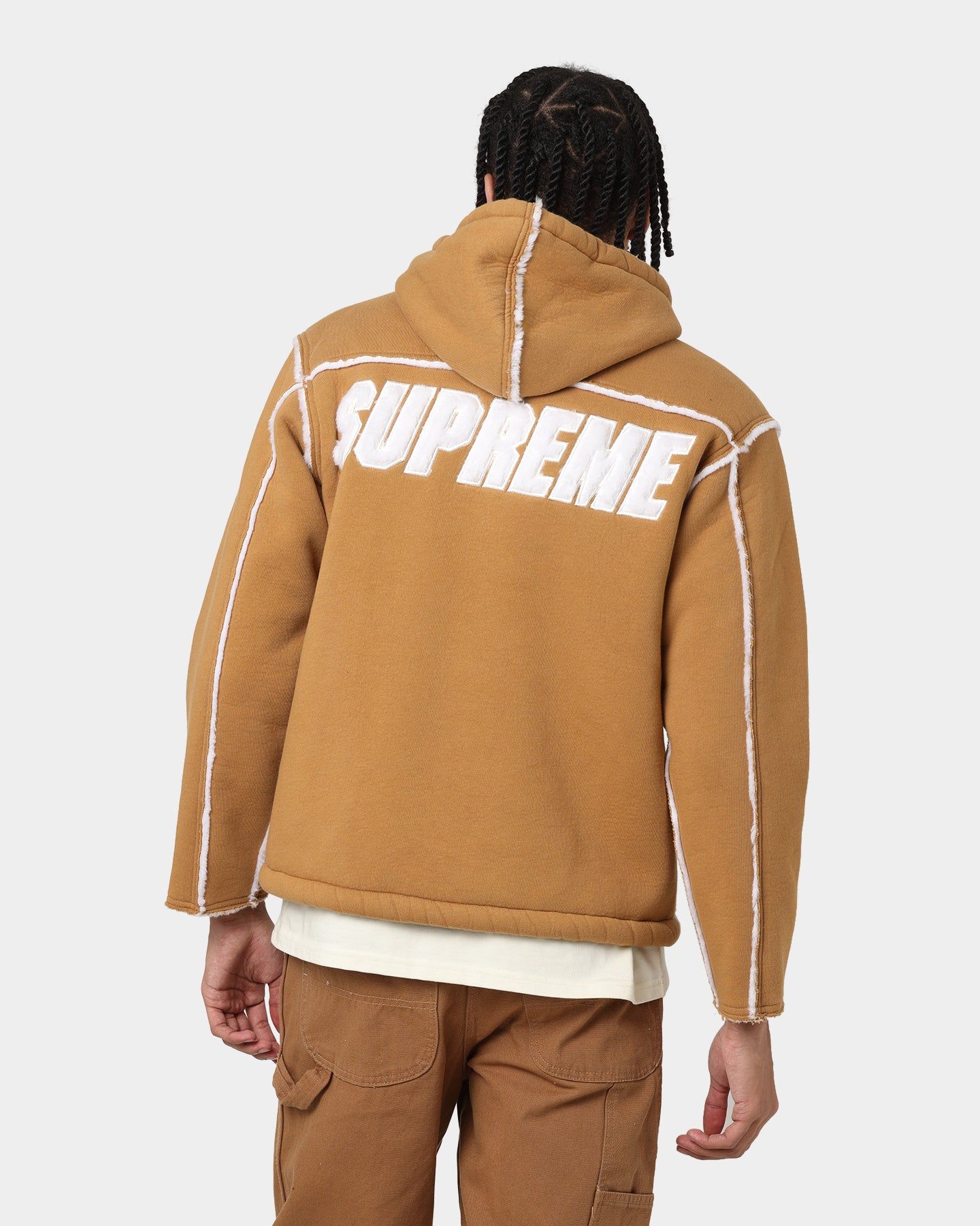Supreme Faux Shearling Hooded Jacket Brown sold by Culture Kings