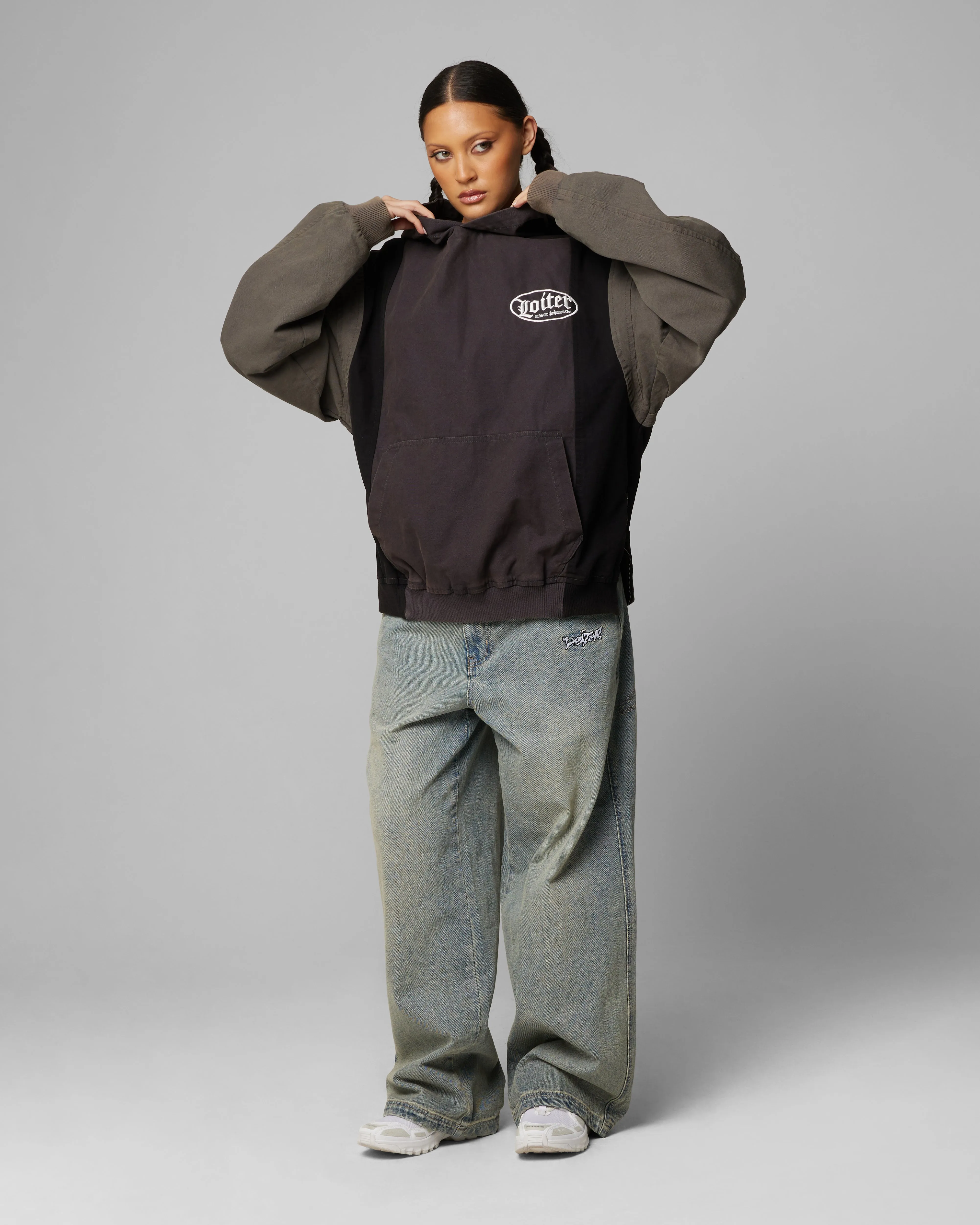 Loiter Splinter Hoodie Black/Charcoal sold by Culture Kings product image thumbnail 4