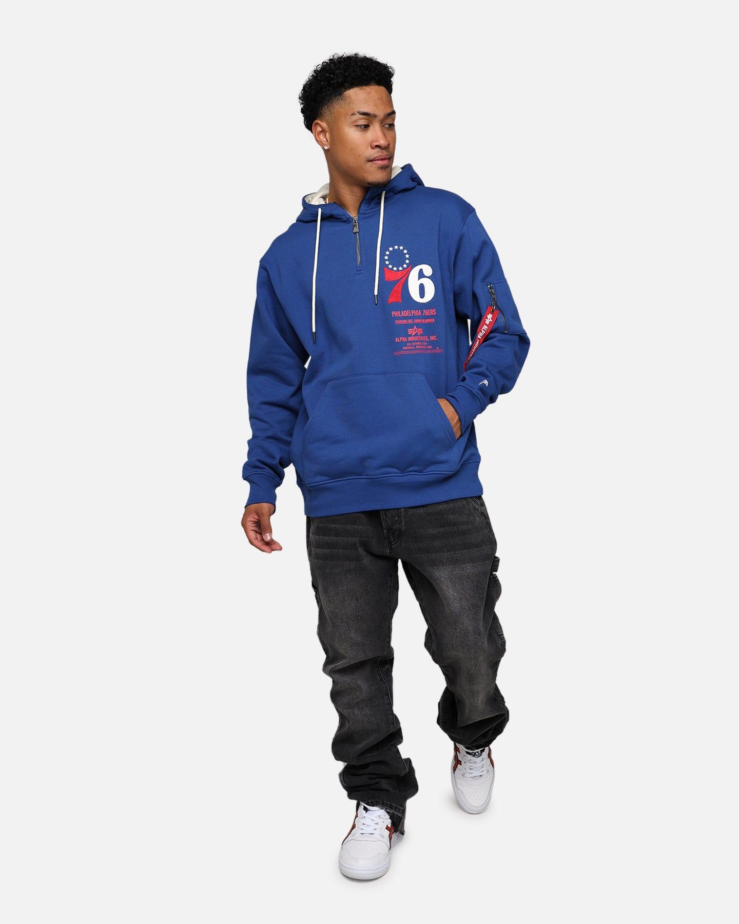 New Era X Alpha Industries Philadelphia 76ers Zipper Hoodie Blue sold by Culture Kings product image thumbnail 3