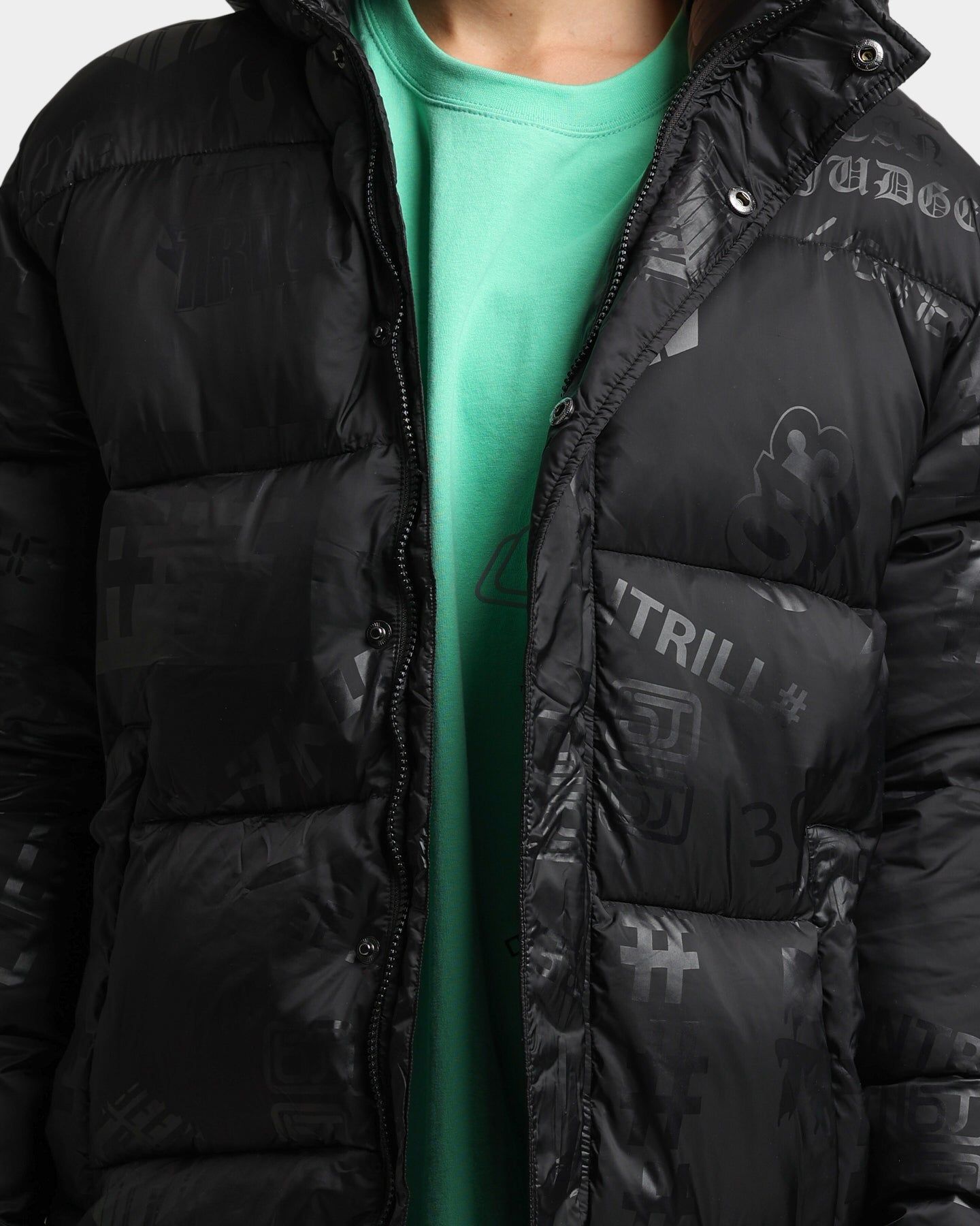 BEENTRILL Logo All Over Puffer Jacket Black/Reflective sold by Culture Kings product image thumbnail 3
