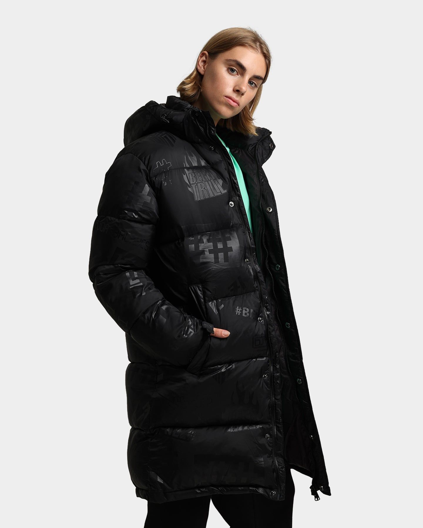 BEENTRILL Logo All Over Puffer Jacket Black/Reflective sold by Culture Kings product image thumbnail 5
