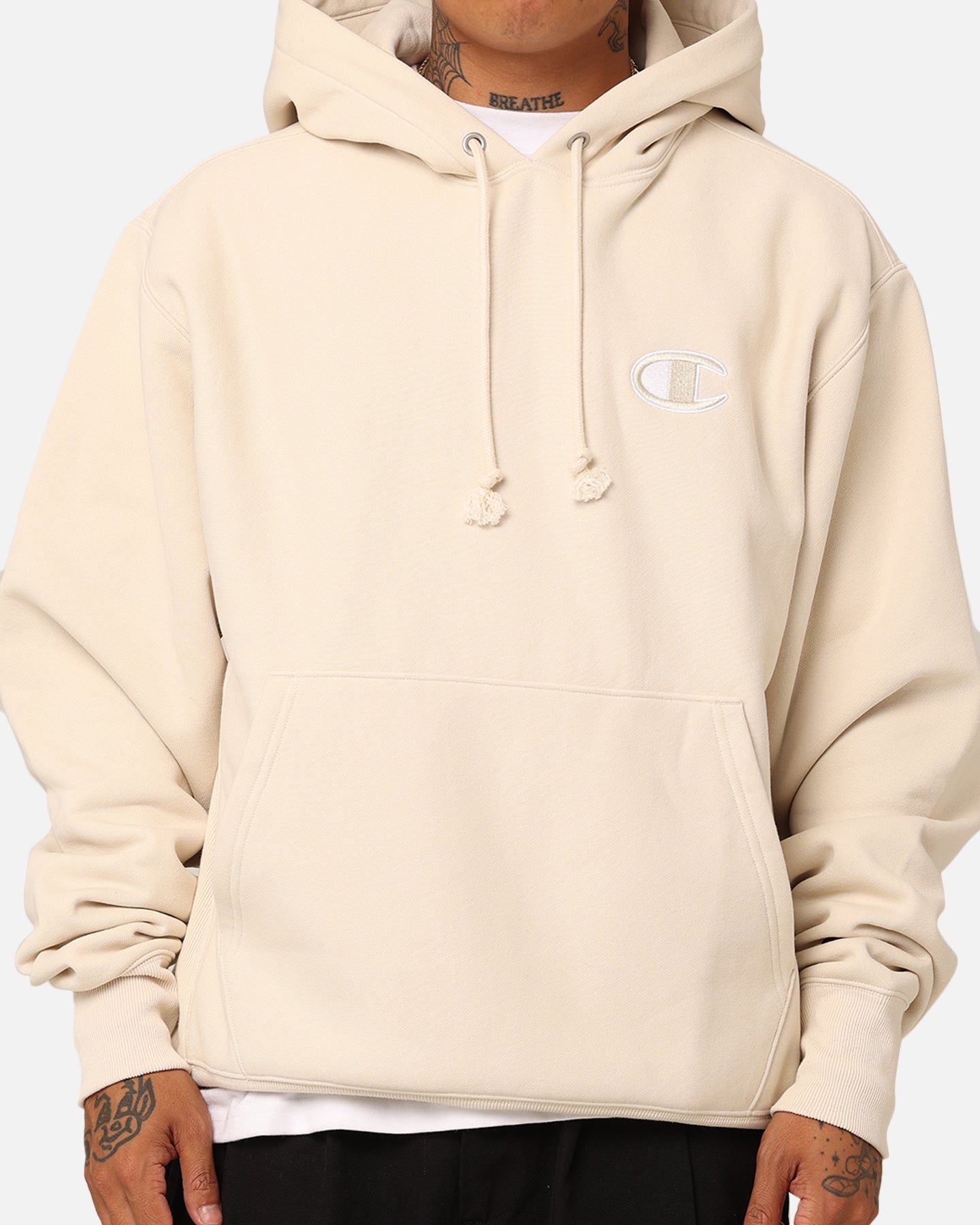 Champion Reverse Weave Big C Hoodie Oat Milk Latte sold by Culture Kings product image thumbnail 3