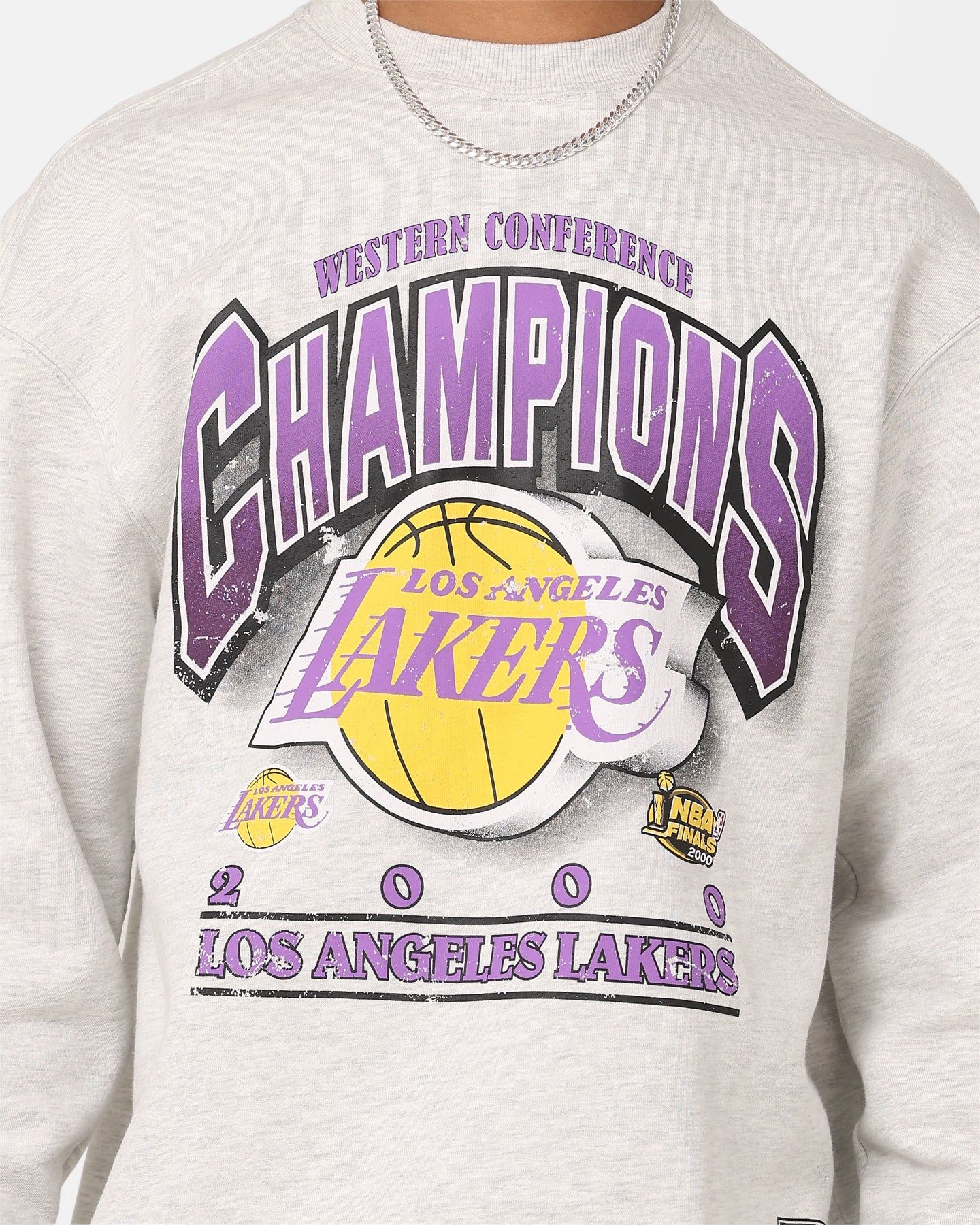 Mitchell & Ness Los Angeles Lakers Bevelled Crewneck Silver Marle sold by Culture Kings product image thumbnail 3
