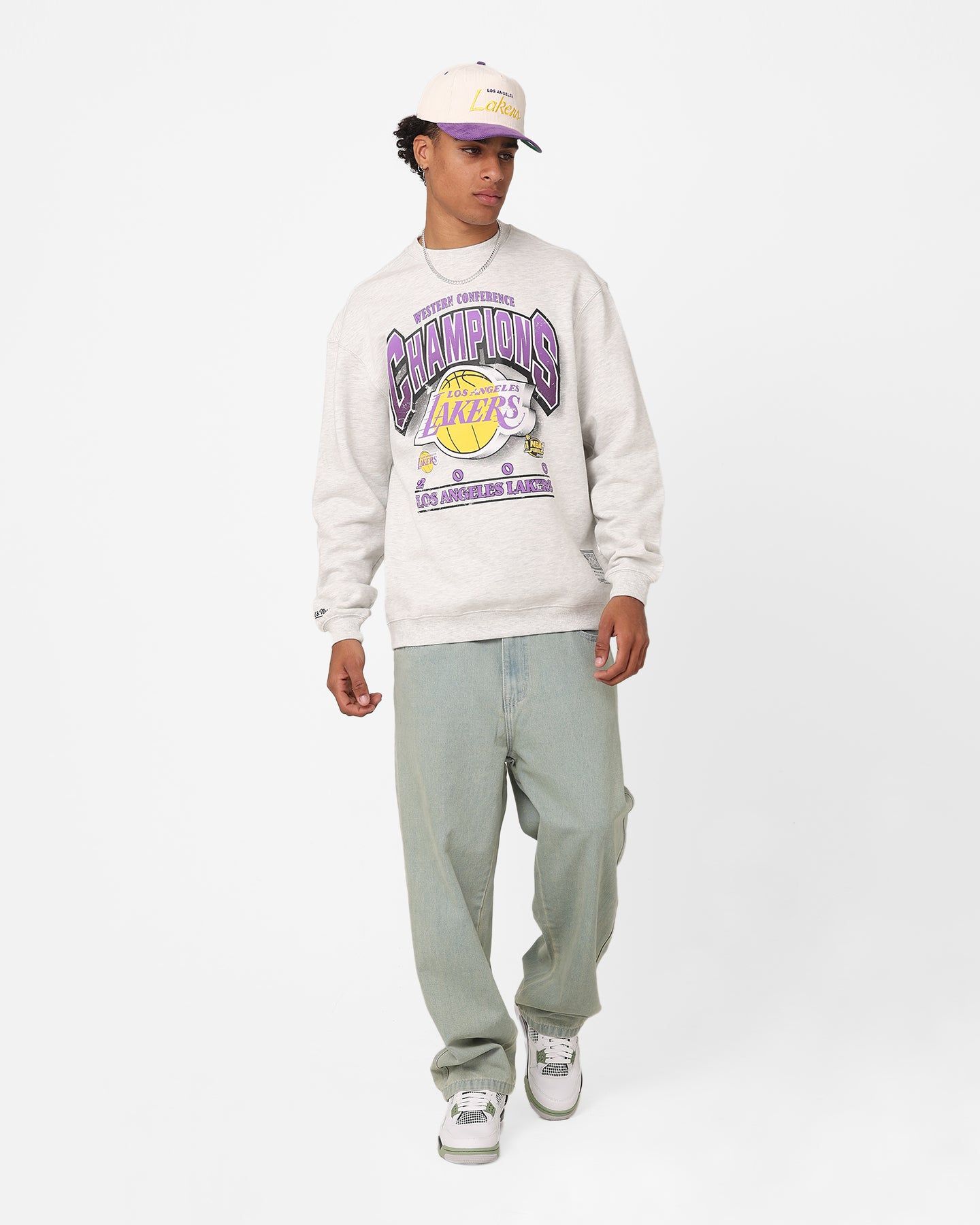 Mitchell & Ness Los Angeles Lakers Bevelled Crewneck Silver Marle sold by Culture Kings product image thumbnail 2