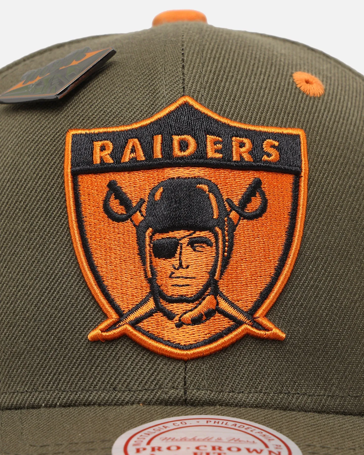 Mitchell & Ness Las Vegas Raiders 'Harmony of Hues' Pro Crown Snapback Olive/Orange sold by Culture Kings product image thumbnail 5