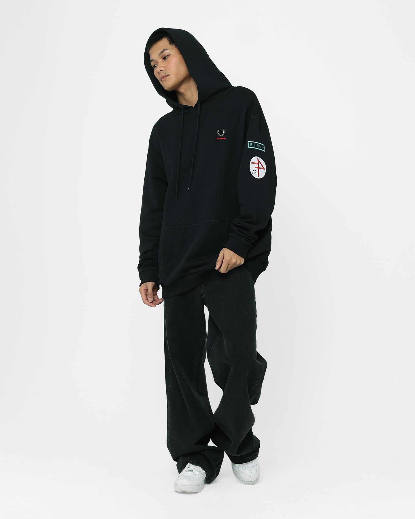 Fred Perry X Raf Simons Patched Overhead Hoodie Black sold by Culture Kings product image thumbnail 2