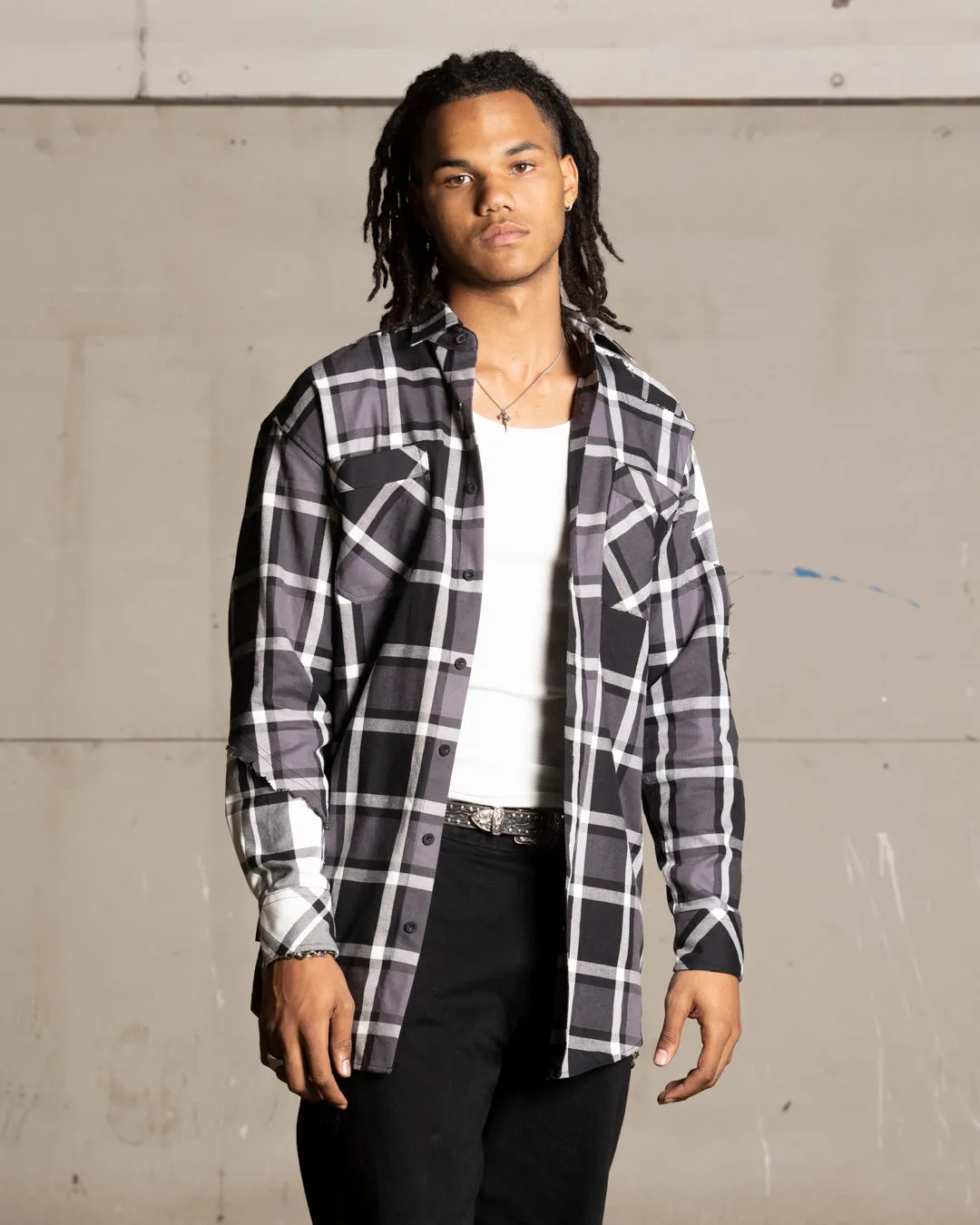 Saint Morta Patriot Long Sleeve Flannel Shirt Black/Grey sold by Culture Kings