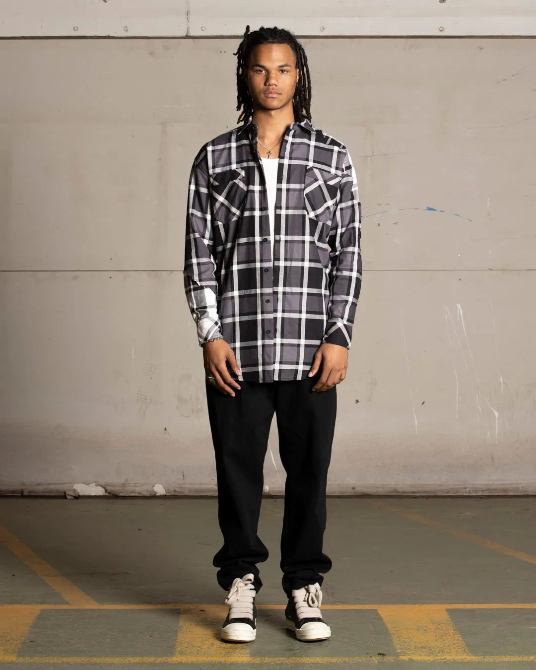Saint Morta Patriot Long Sleeve Flannel Shirt Black/Grey sold by Culture Kings product image thumbnail 2