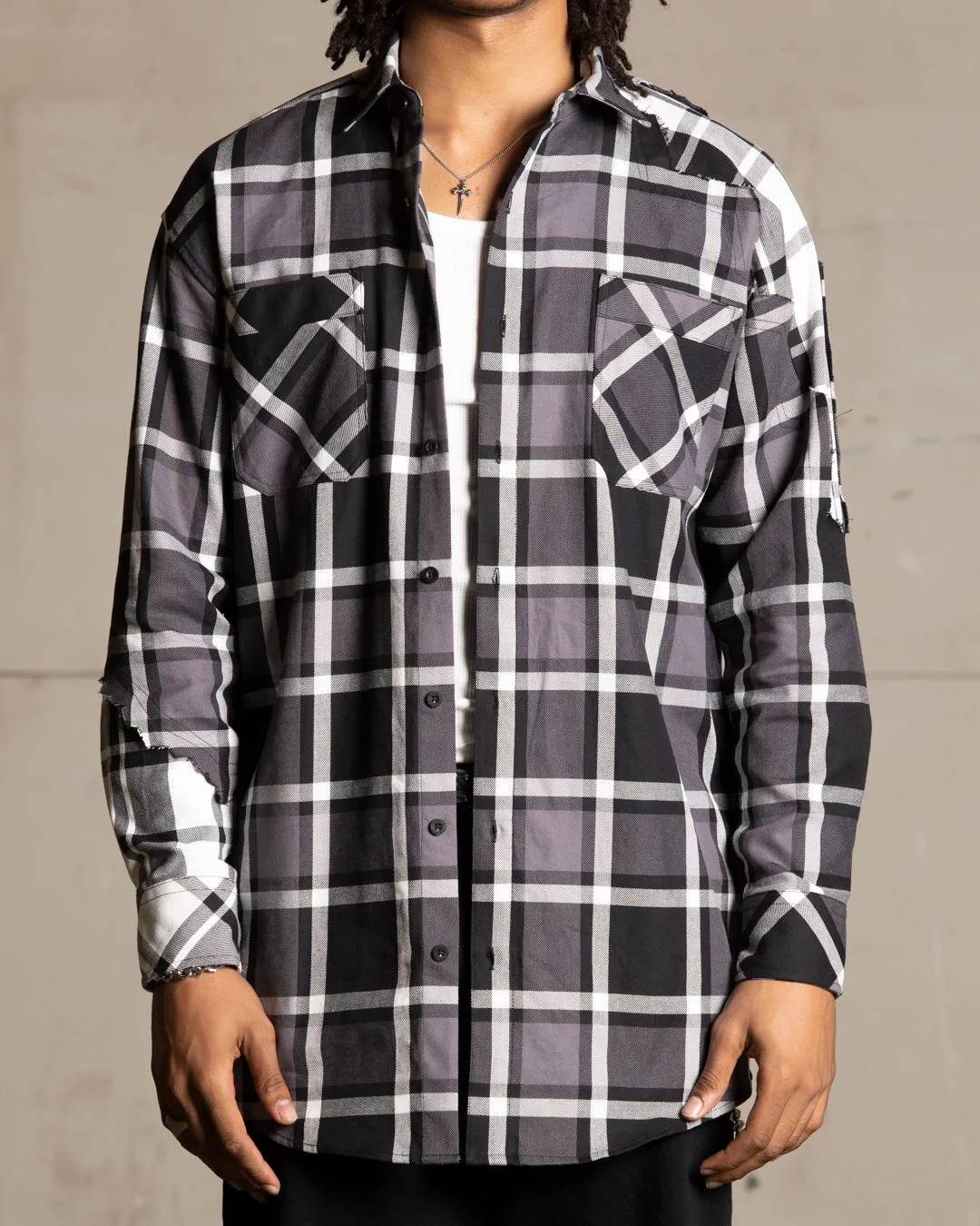Saint Morta Patriot Long Sleeve Flannel Shirt Black/Grey sold by Culture Kings product image thumbnail 3
