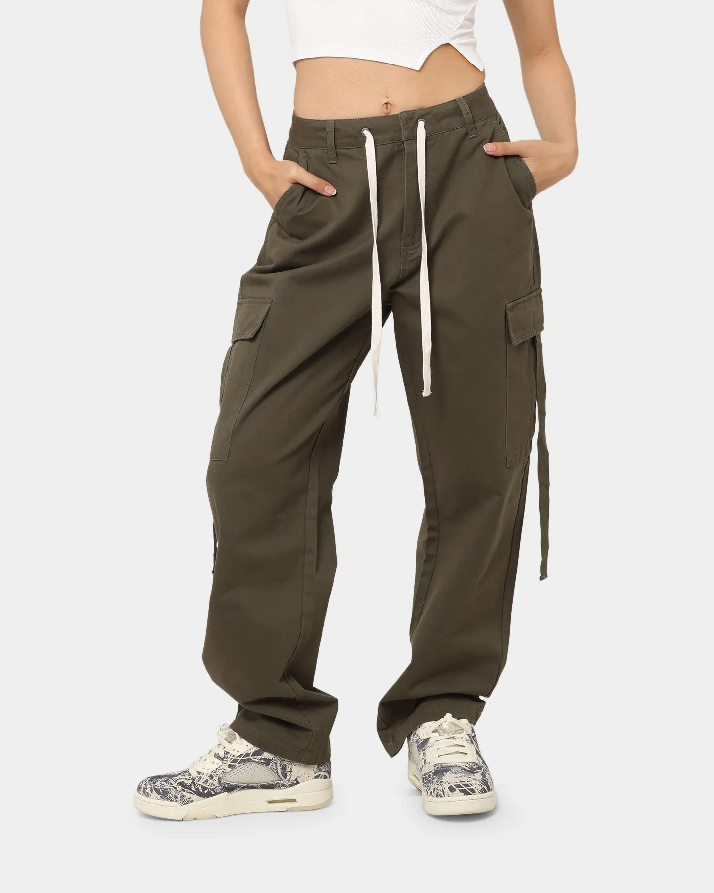 MNML Women's Baggy Cargo Pants Khaki sold by Culture Kings