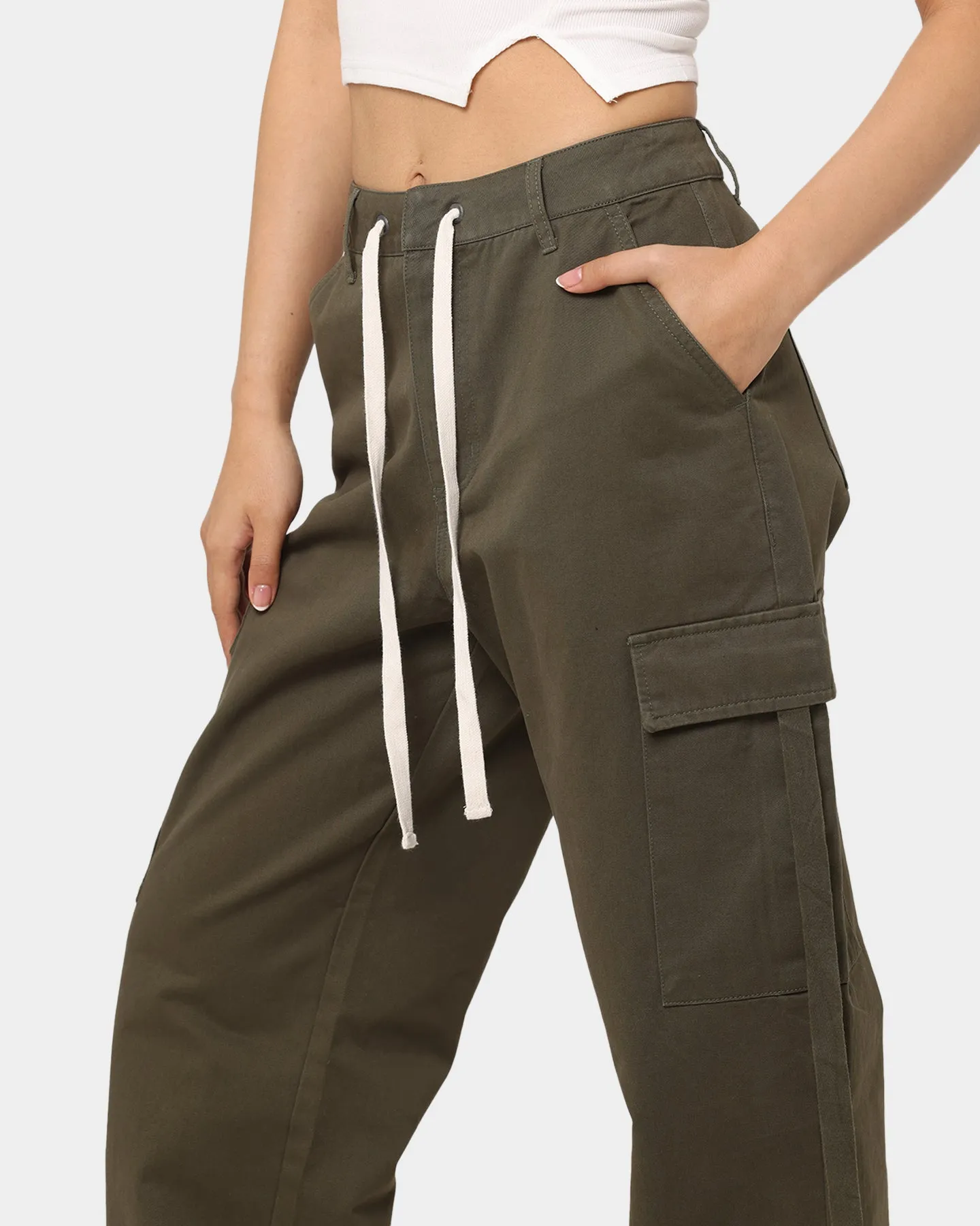 MNML Women's Baggy Cargo Pants Khaki sold by Culture Kings product image thumbnail 4