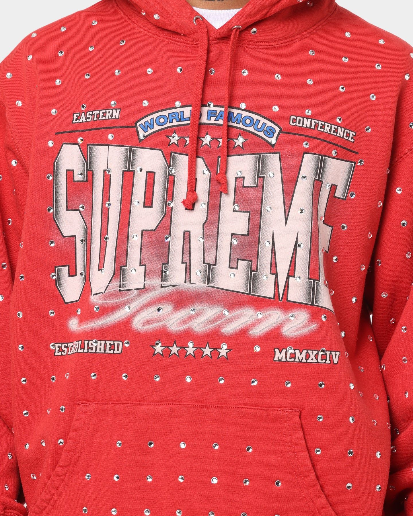 Supreme Rhinestone Hoodie Sweatshirt Burnt Red sold by Culture Kings product image thumbnail 3