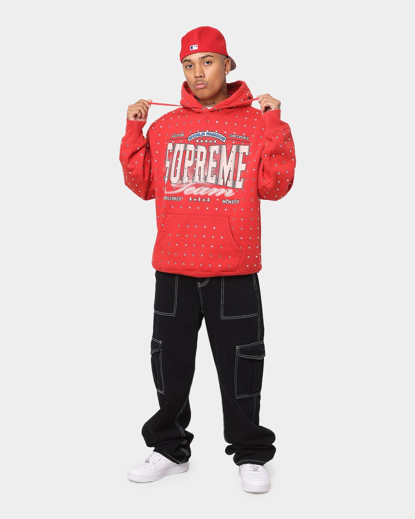 Supreme Rhinestone Hoodie Sweatshirt Burnt Red sold by Culture Kings product image thumbnail 2
