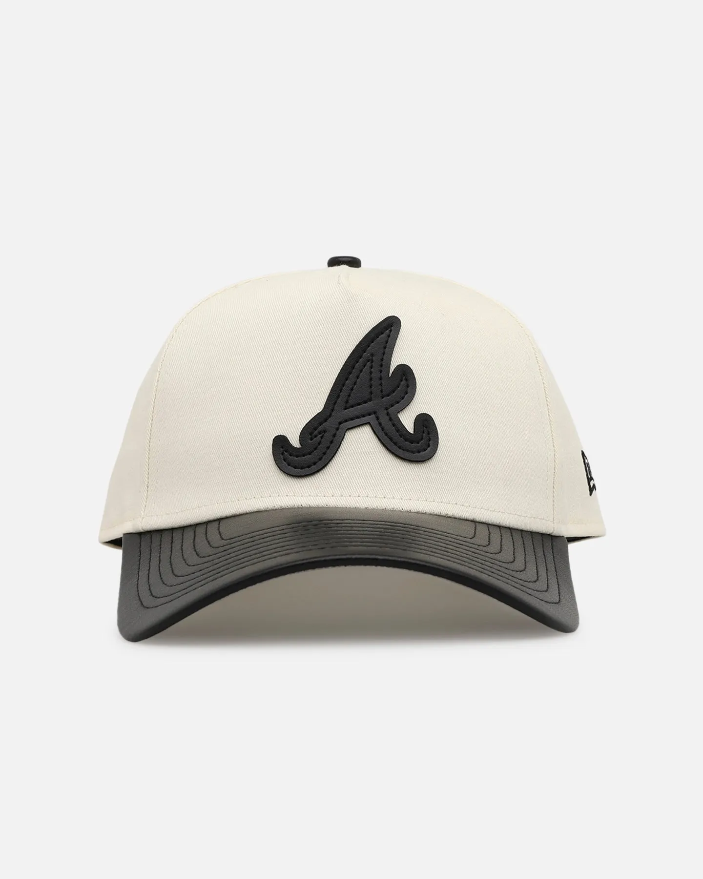 New Era Atlanta Braves 'Leather Visor' 9FORTY A-Frame Snapback Chrome White/Black sold by Culture Kings