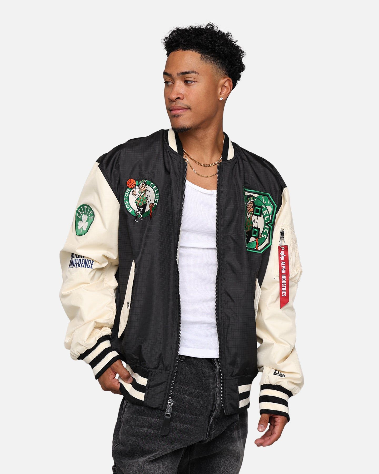 New Era X Alpha Industries Boston Celtics L-2B Bomber Jacket Black sold by Culture Kings