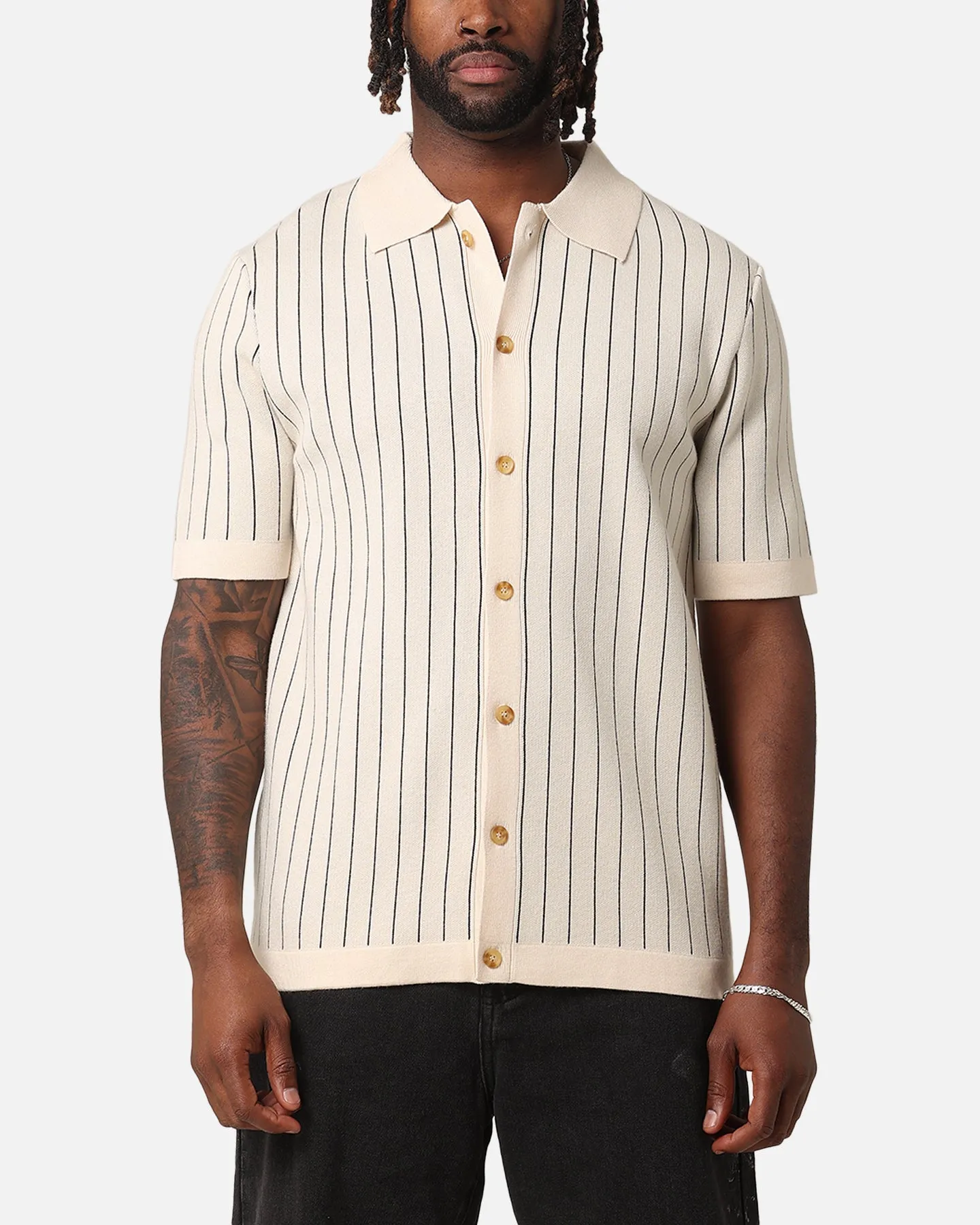 XXIII Nicholas Knit Button Up Shirt Sand/Black sold by Culture Kings