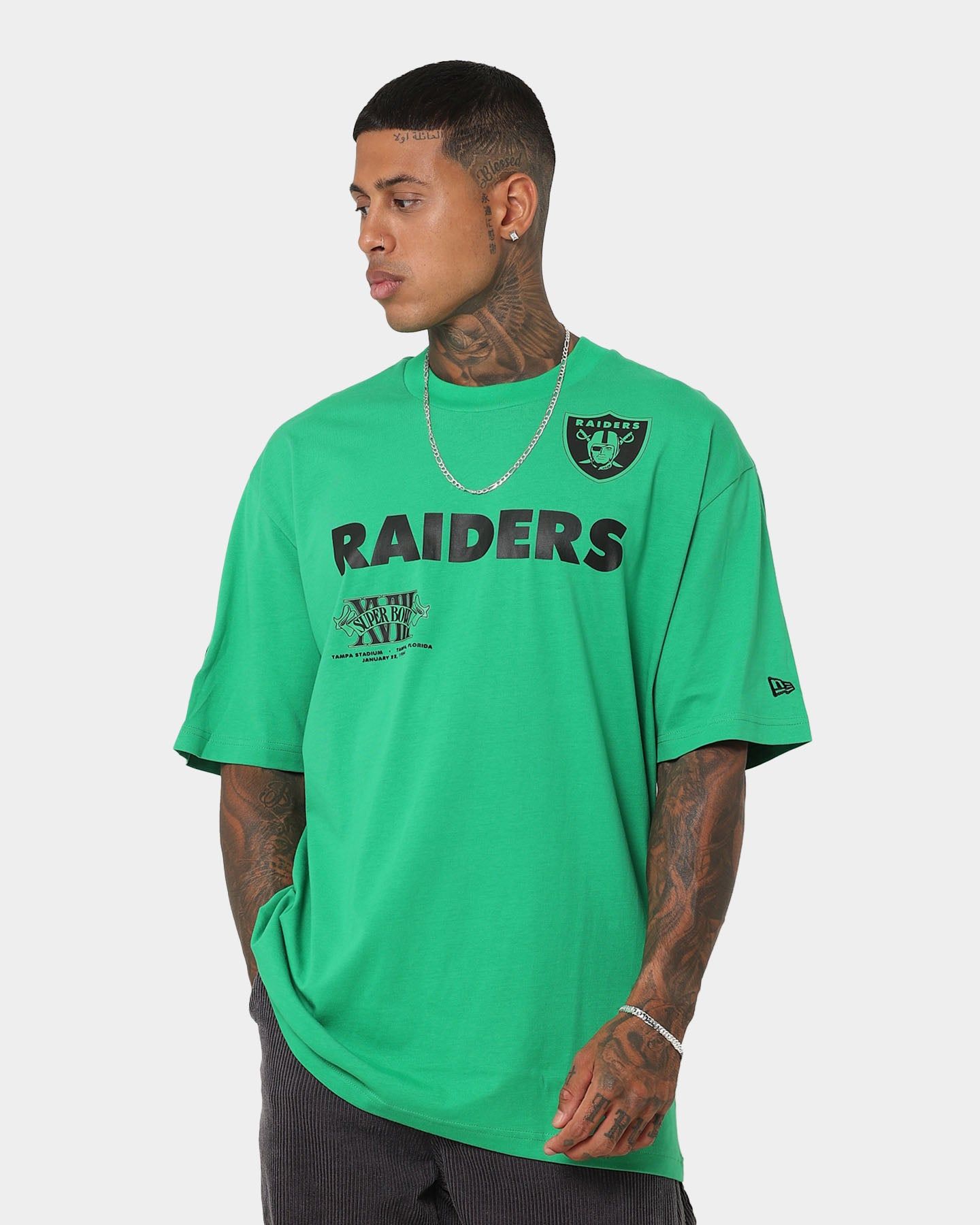 New Era Las Vegas Raiders 'Tropical Punch Script Pack' Oversized T-Shirt Lucky Green sold by Culture Kings