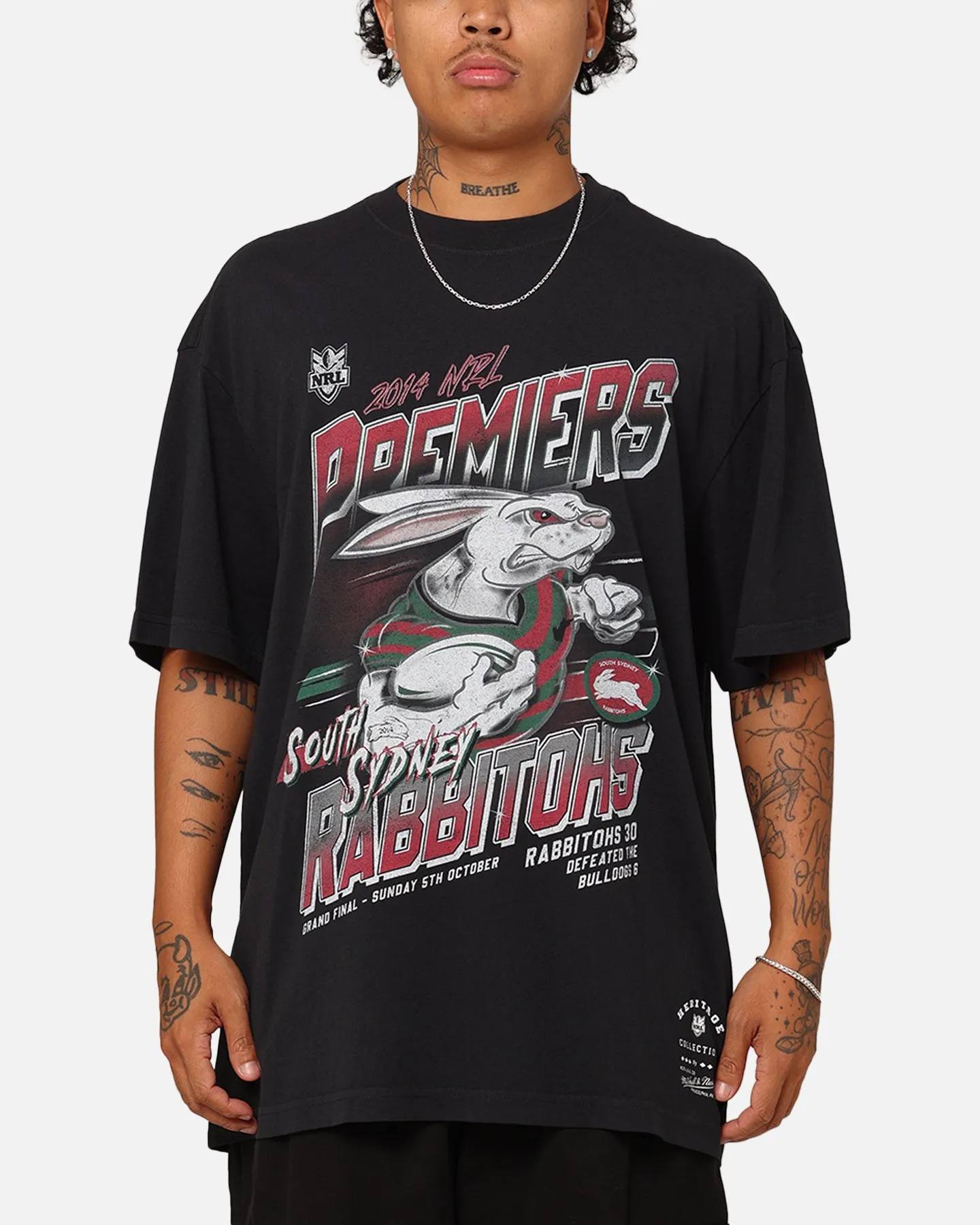 Mitchell & Ness South Sydney Rabbitohs 2014 Grand Final T-Shirt Faded Black sold by Culture Kings