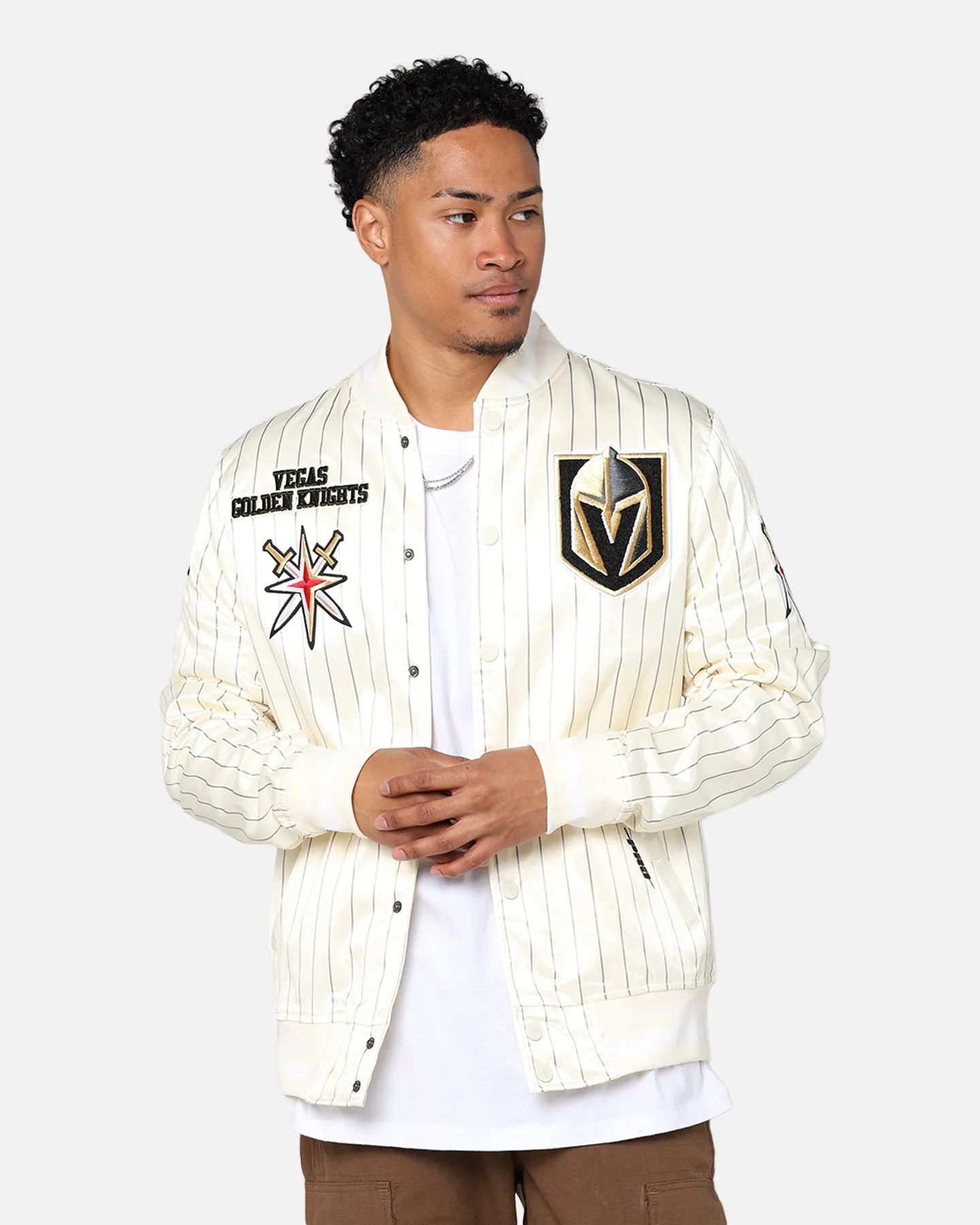 Pro Standard Vegas Golden Knights Pinstripe Jacket Eggshell/Yellow sold by Culture Kings