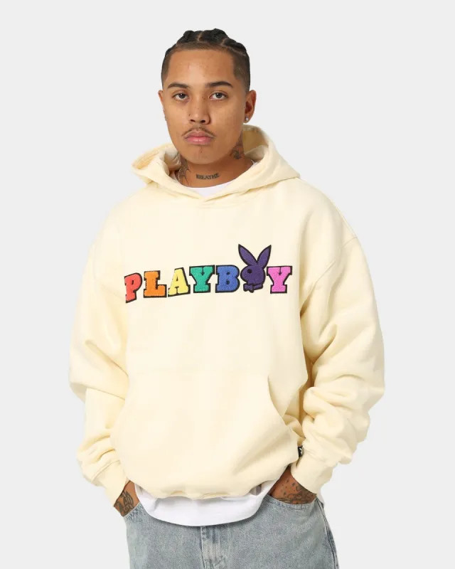 Playboy By CK Chenille Wordmark Hoodie Off White sold by Culture Kings