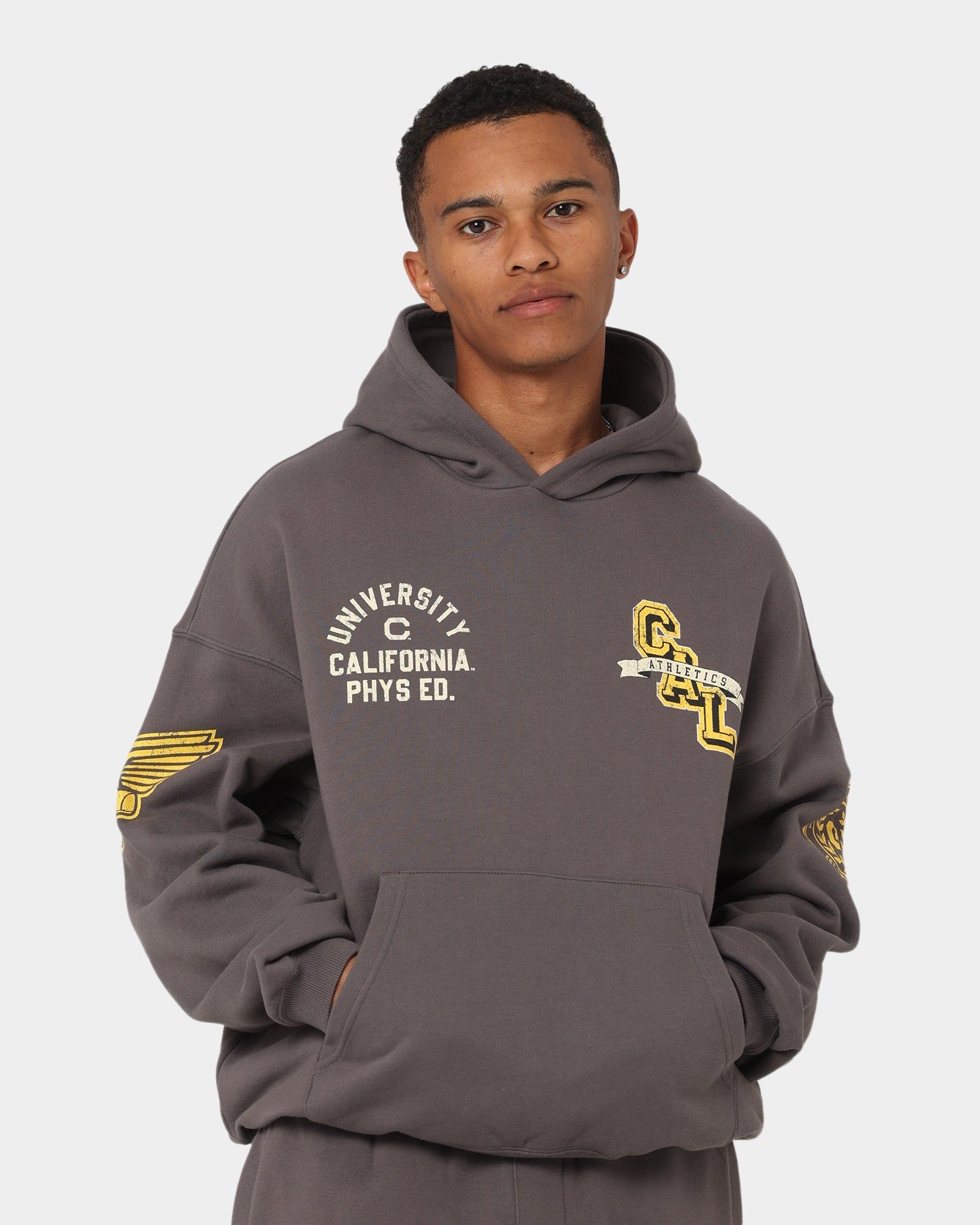 The New Establishment College Captain Berkeley Hoodie Vintage Charcoal sold by Culture Kings