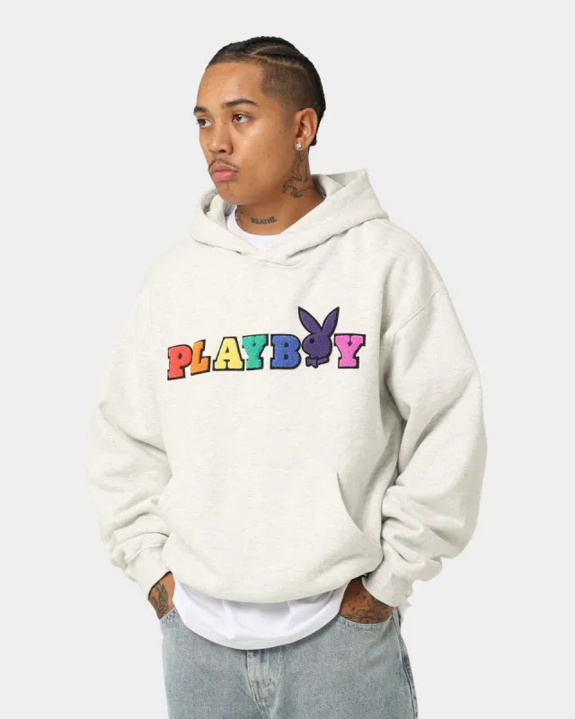 Playboy By CK Chenille Wordmark Hoodie Ash sold by Culture Kings