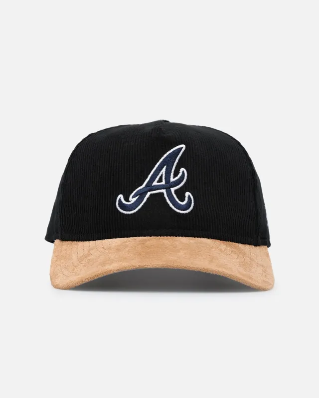 New Era Atlanta Braves 'Corduroy Suede' Pre-Curved Golfer Snapback Washed Black sold by Culture Kings