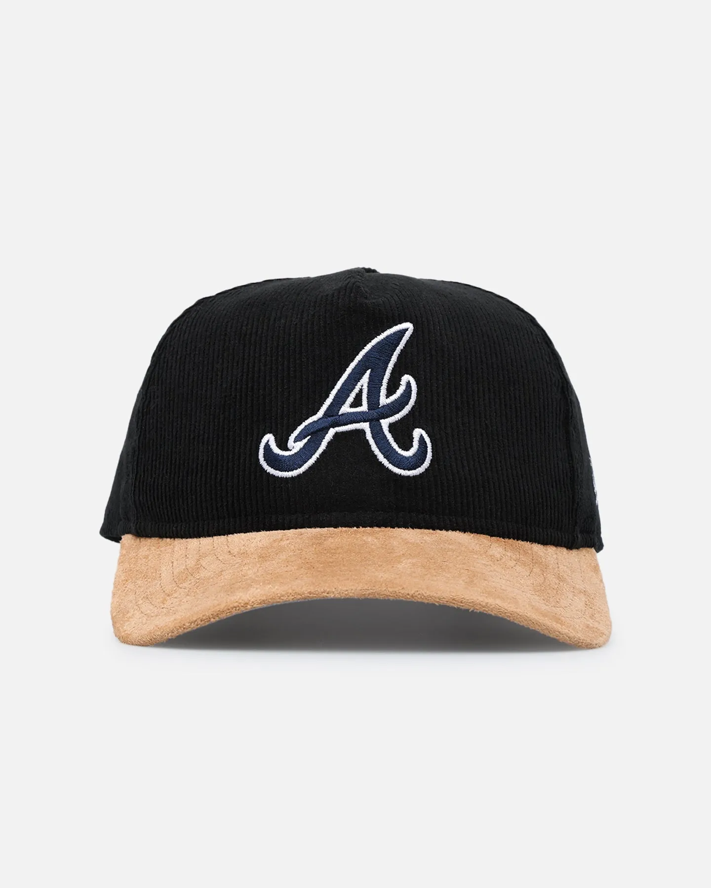 New Era Atlanta Braves 'Corduroy Suede' Pre-Curved Golfer Snapback Washed Black sold by Culture Kings