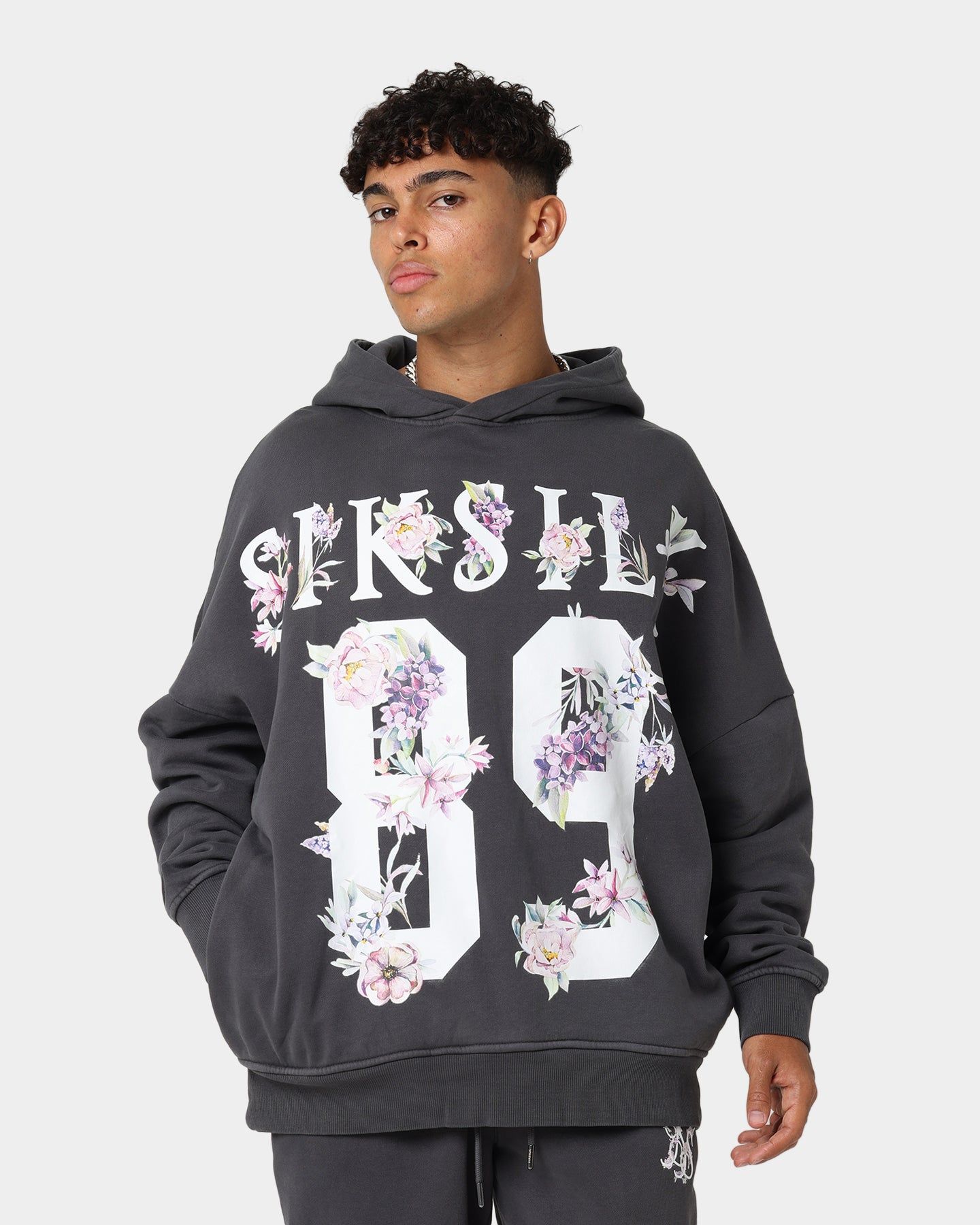 Sik Silk Acid Floral Overhead Hoodie Grey sold by Culture Kings
