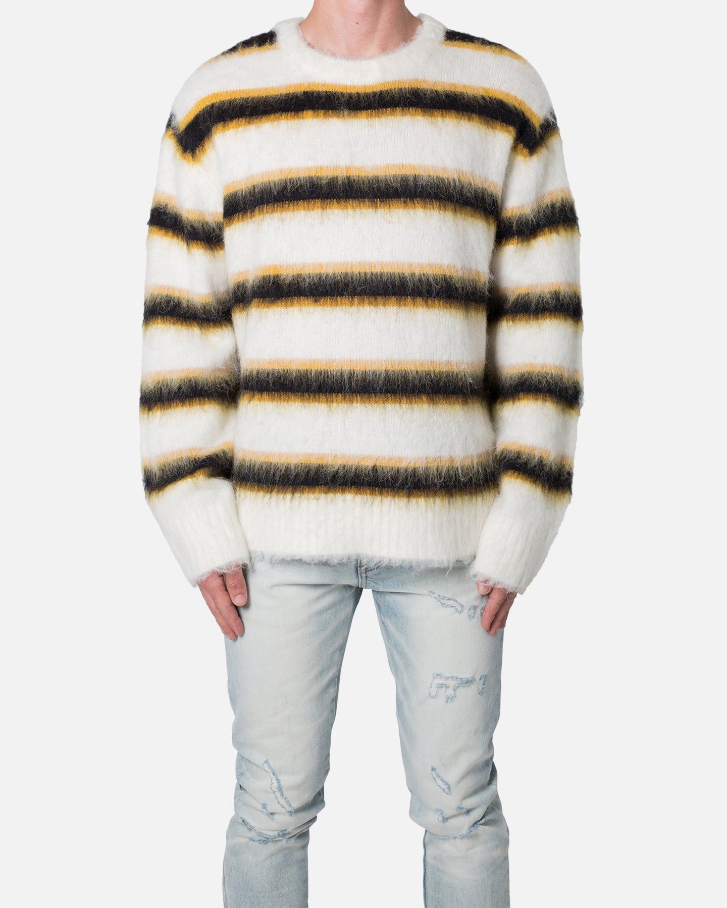MNML Striped Mohair Sweater White sold by Culture Kings