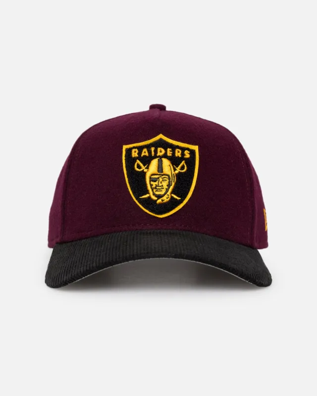 New Era Las Vegas Raiders 'Large Chenille' 9FORTY A-Frame Snapback Maroon sold by Culture Kings