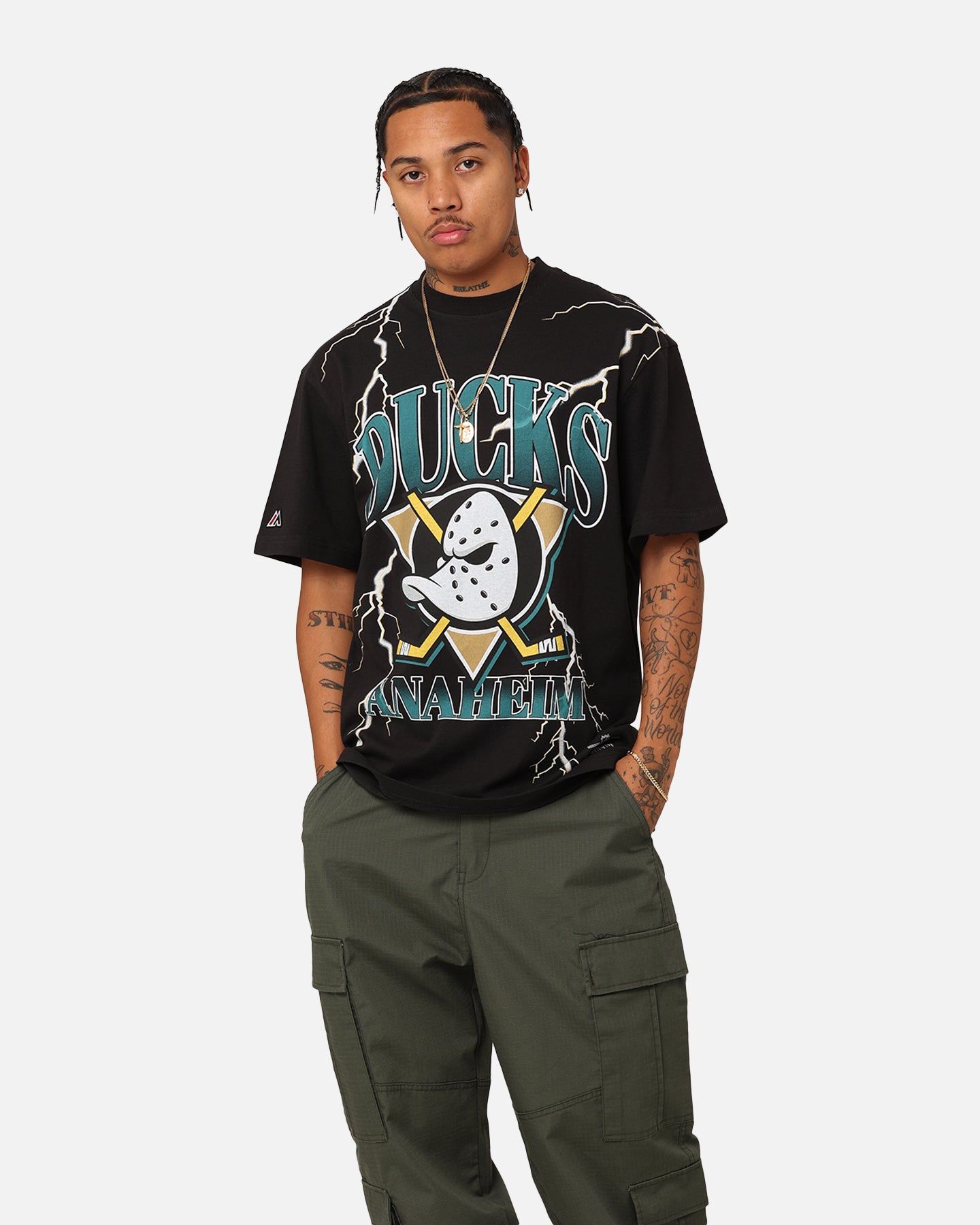 Majestic Athletic Anaheim Ducks Team Lightning Helmet T-Shirt Black sold by Culture Kings