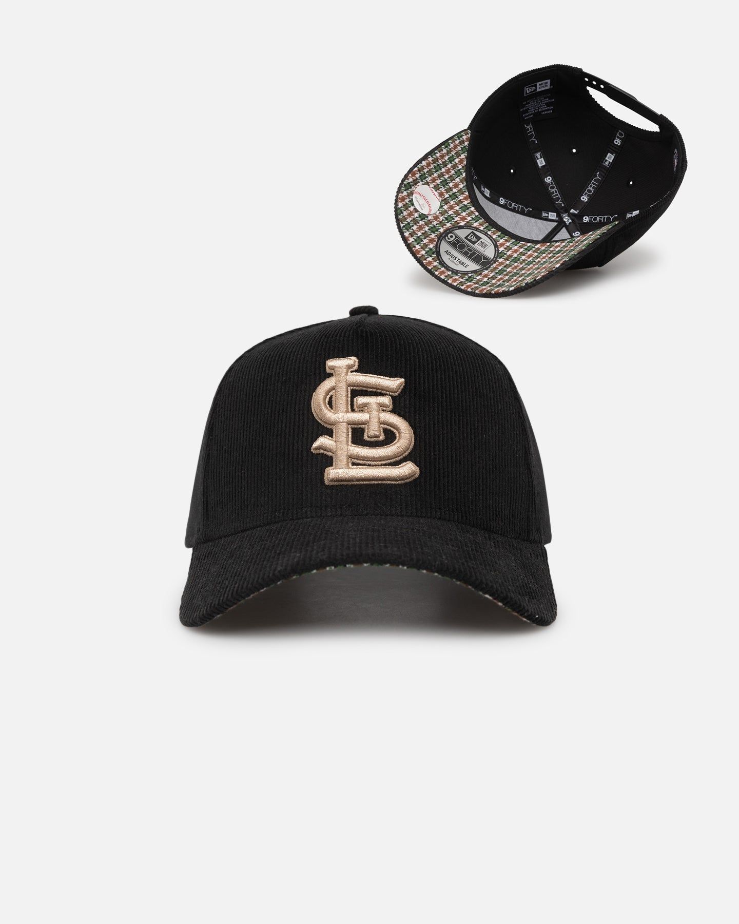 New Era St Louis Cardinals 'Black Cord Plaid UV' 9FORTY A-Frame Snapback Black/Plaid sold by Culture Kings
