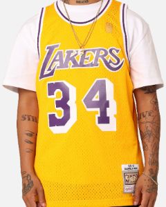 Mitchell & Ness Los Angeles Lakers Shaquille O'Neal '96-'97 #34 Swingman Jersey Yellow sold by Culture Kings