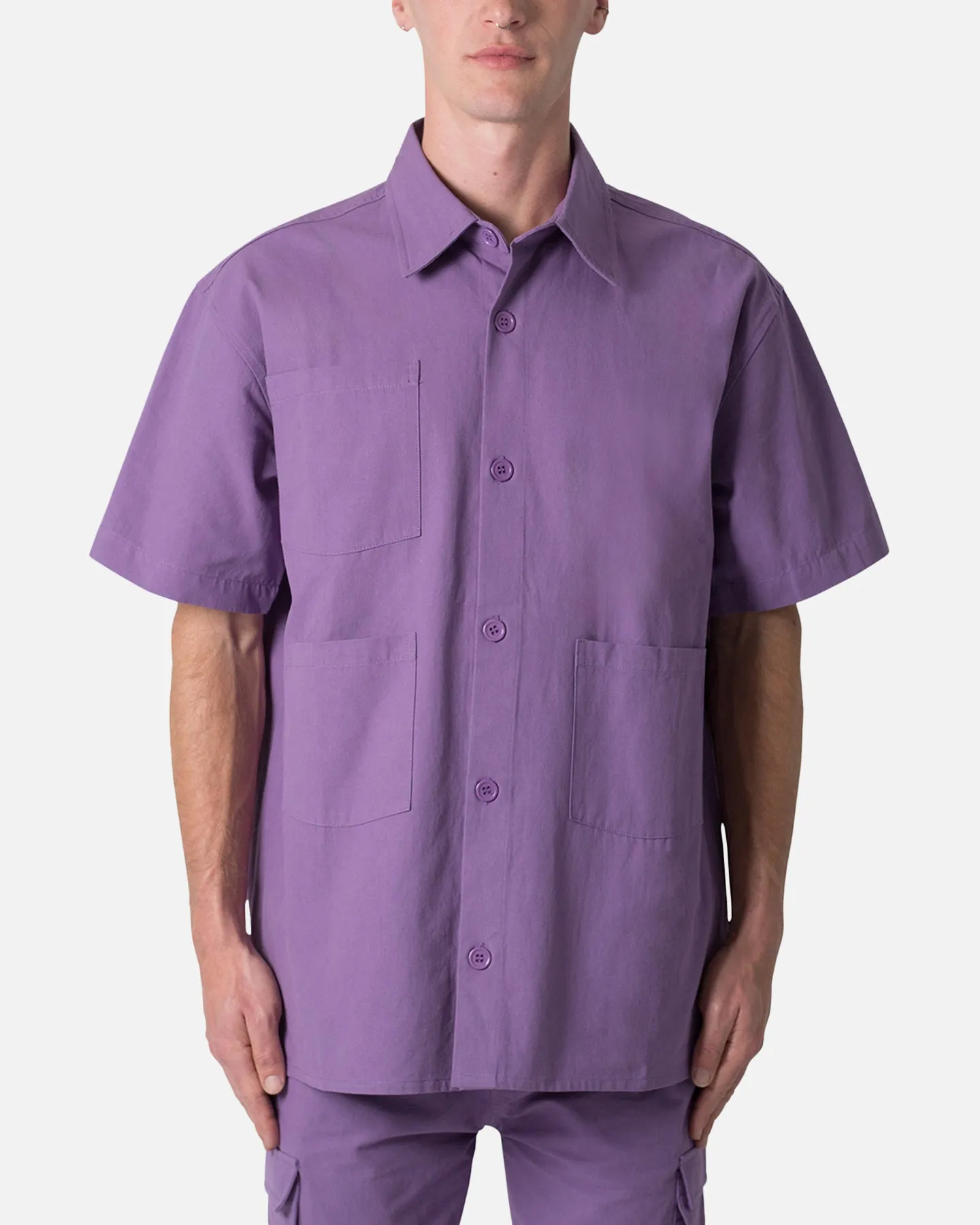 MNML Collared Button Up Shirt Purple sold by Culture Kings