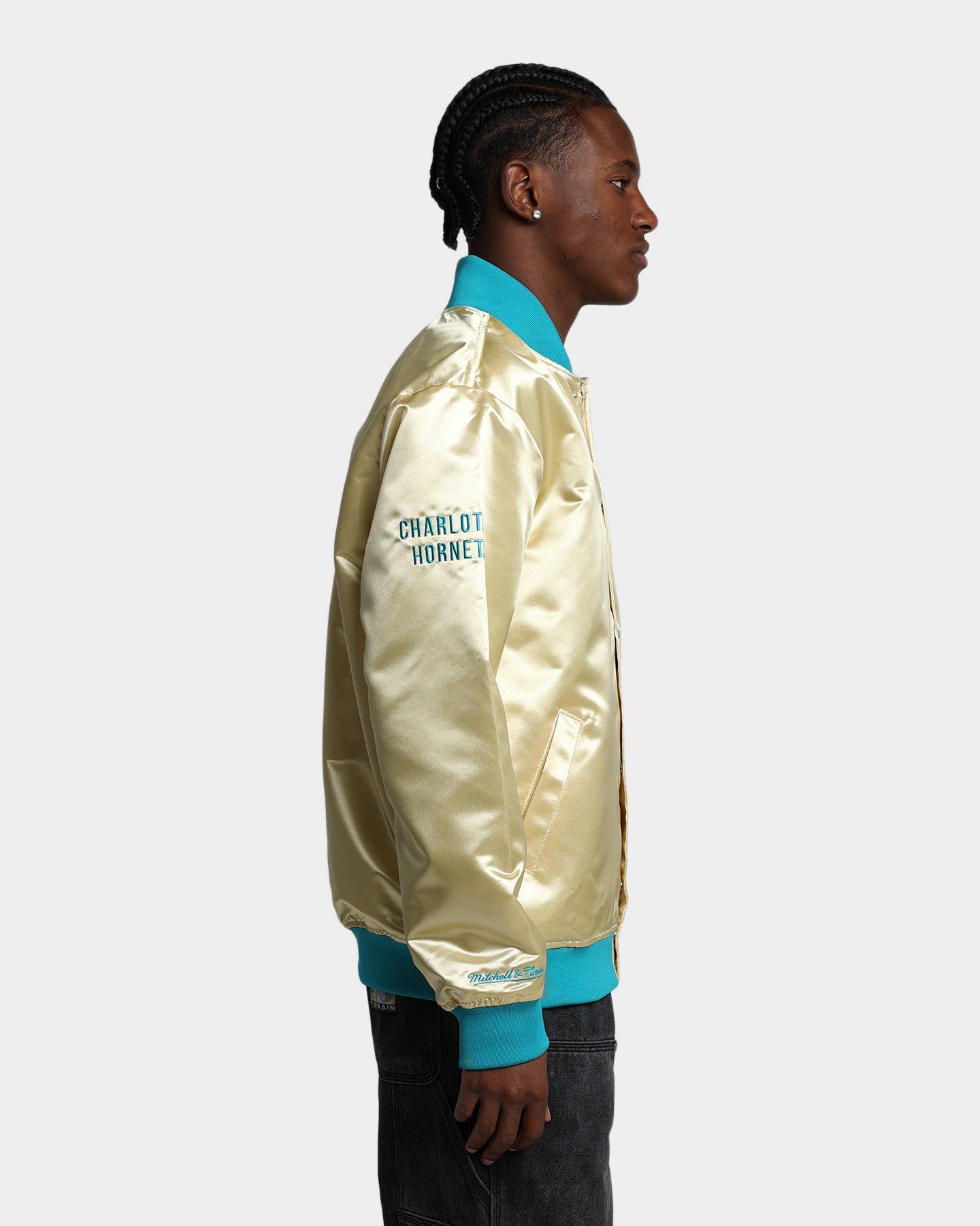 Mitchell & Ness Charlotte Hornets Fashion Lightweight Satin Jacket Light Gold sold by Culture Kings product image thumbnail 5