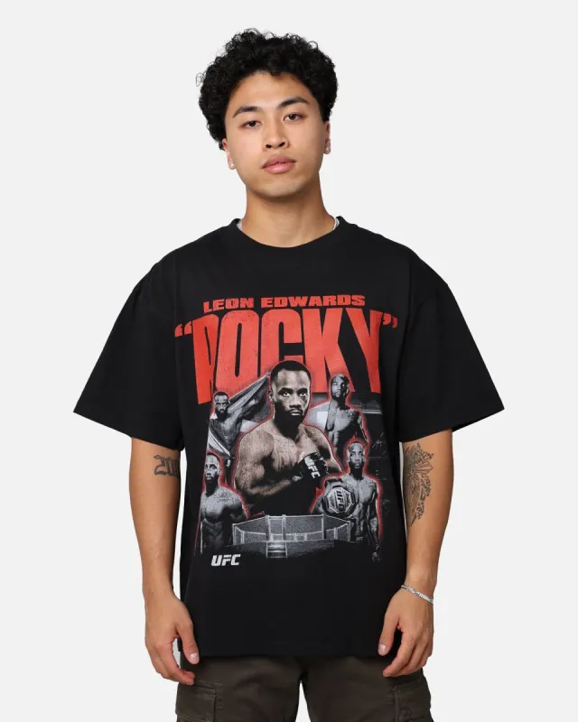 UFC By Goat Crew Leon "Rocky" Edwards Vintage T-Shirt Washed Black sold by Culture Kings