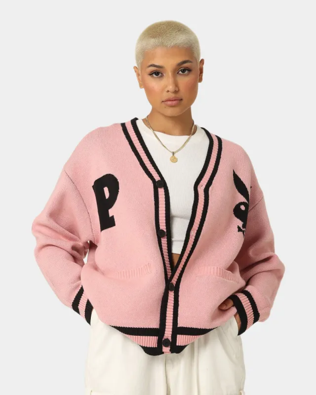 Playboy By CK Collegiate Cardigan Pink/Black sold by Culture Kings