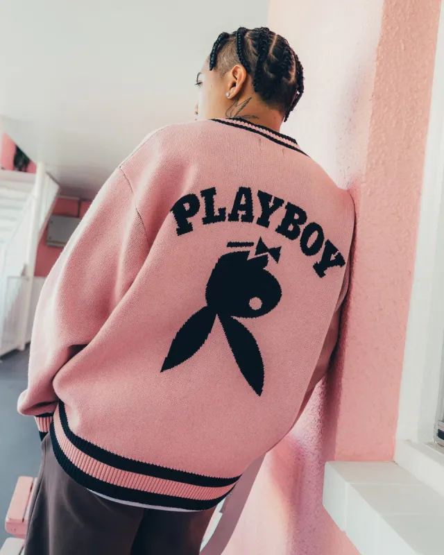 Playboy By CK Collegiate Cardigan Pink/Black sold by Culture Kings