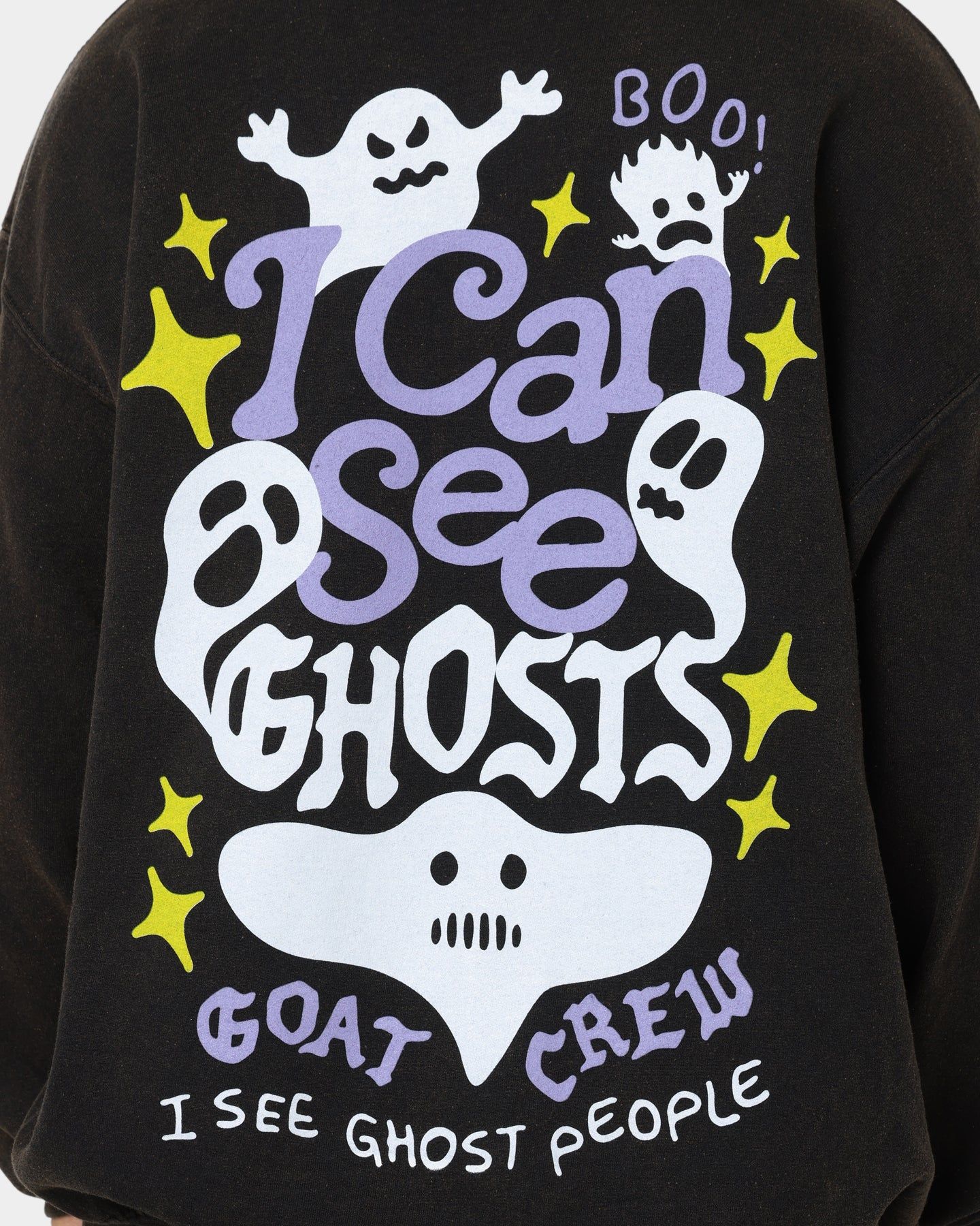 Goat Crew I Can See Ghosts All Over Print Crewneck Washed Black sold by Culture Kings product image thumbnail 5
