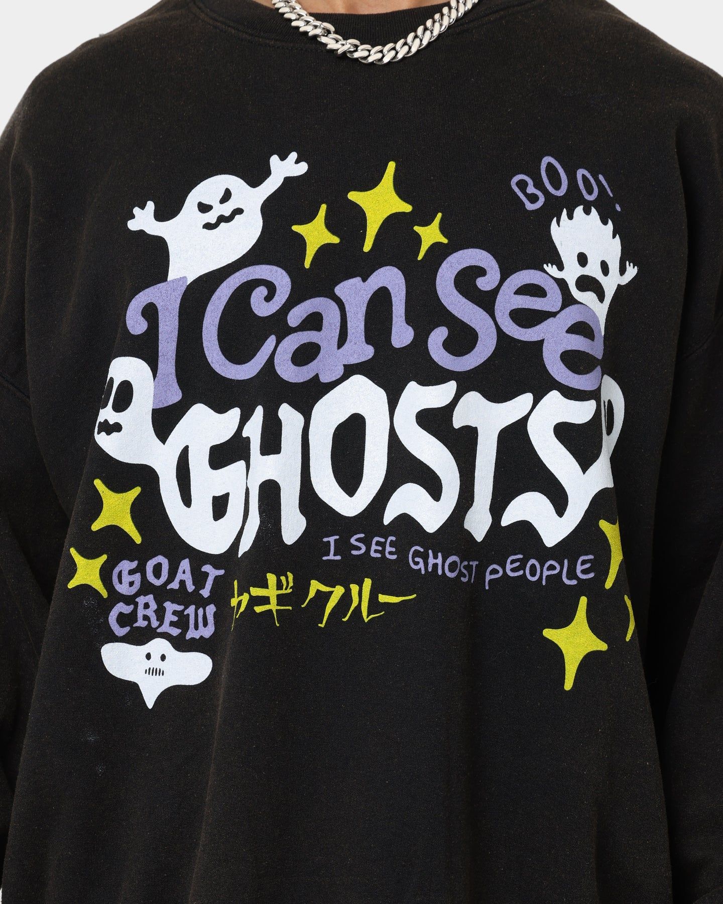 Goat Crew I Can See Ghosts All Over Print Crewneck Washed Black sold by Culture Kings product image thumbnail 4