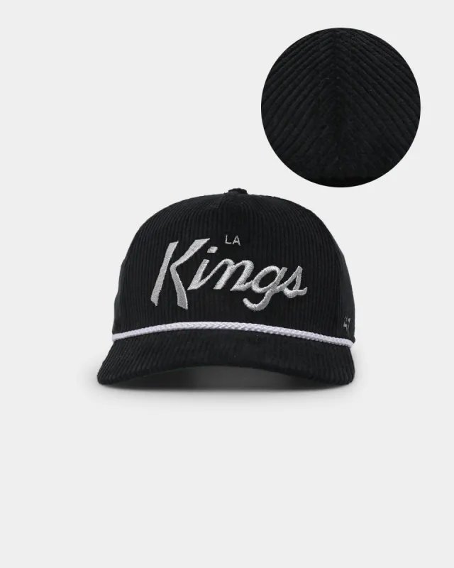 47 Brand Los Angeles Kings 'NHL Corduroy Team Script' Corduroy Crossrope 47 Hitch Snapback Black sold by Culture Kings