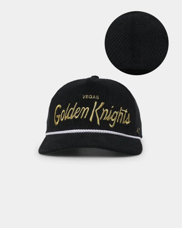 47 Brand Vegas Golden Knights 'NHL Corduroy Team Script' Corduroy Crossrope 47 Hitch Snapback Black sold by Culture Kings