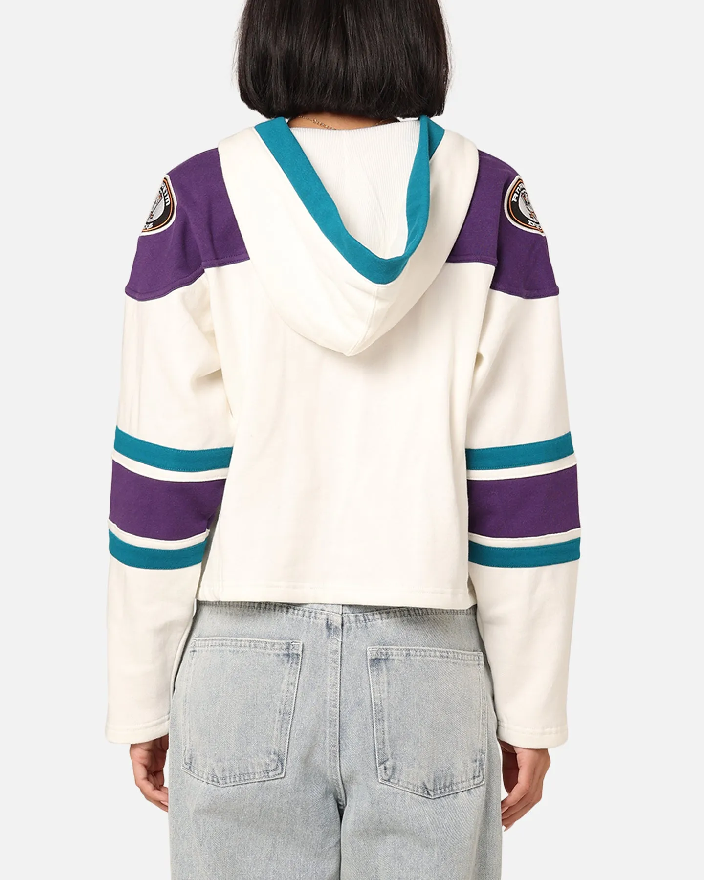 47 Brand Women's Anaheim Ducks Cropped Lacer Hoodie White Wash sold by Culture Kings product image thumbnail 5